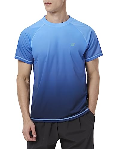 Herren-Bade-Shirt, Rashguard, kurzärmelig, LSF 50+, UV-Sonnenschutz, LSF, schnell trocknend, Schwimmen, Angeln, Wasser, Strand, T-Shirts von EZRUN