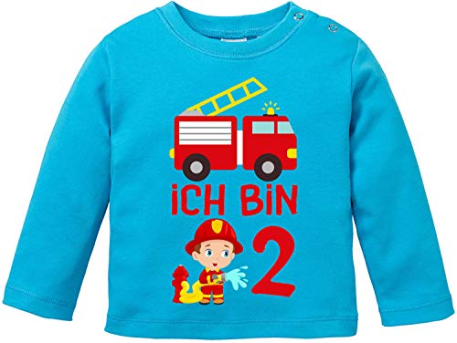 EZYshirt® Kinder Feuerwehrauto 2. Geburtstag Jungen T-Shirt Baby Langarm Bio Baumwolle von Ezyshirt