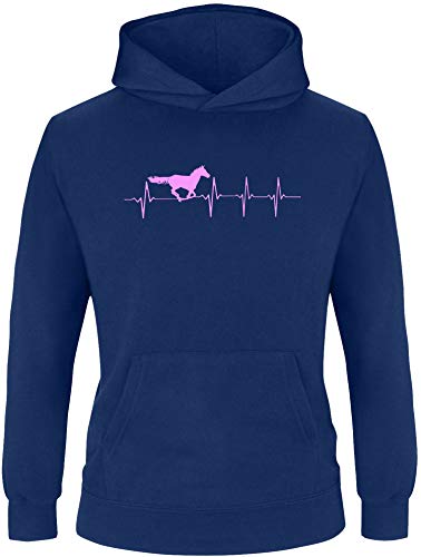 EZYshirt® Pferde Herzfrequenz Pullover Kinder | Mädchen Kapuzenpullover | Hoodie von Ezyshirt