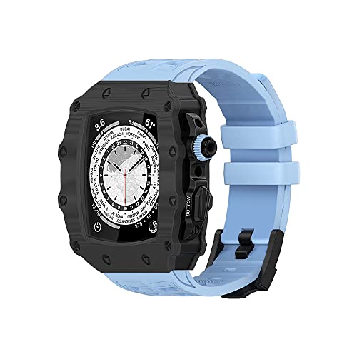 EZZON Kohlefaser-Modifikationsset, Armband für Apple Watch, 45 mm, 44 mm, Gummi-Armband für iWatch 8, 7, SE, 6, 5, 4, Mod Kit Gürtel, 45 mm, Achat von EZZON