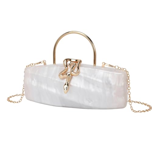 EZZON Lange modische Clutch-Tasche mit Schlangenverschluss, Abendtasche, Temperament und Kette, weiß, Einheitsgröße EZZON Lange modische Clutch-Tasche mit Schlangenverschluss, Abendtasche, Temperament und Kette, weiß, Einheitsgröße von EZZON