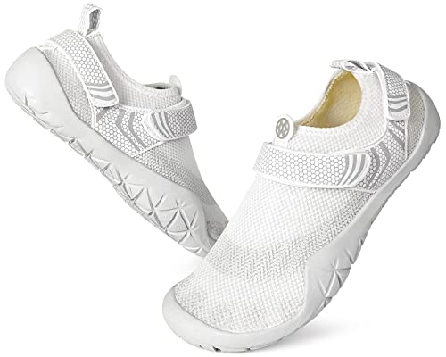 Eagsouni Barfußschuhe Herren Wassersportschuhe Damen Minimalschuhe rutschfest Fitnessschuhe Tragbar,Weiß,Gr.40 von Eagsouni