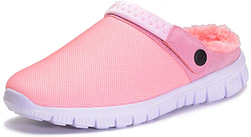 Eagsouni Clogs Hausschuhe Herren Damen Winter Gartenschuhe Haus Pantoffeln Warme Plüsch Gefüttert Gartenclogs rutschfeste Schlappen Schuhe,Pink Stil A,39 EU von Eagsouni