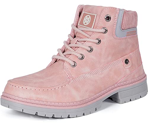 Eagsouni Winterschuhe Damen Stiefel Warm Gefütterte Winterstiefel Herbst Winter Boots Outdoor Wasserdicht, Pink ohne Fell, 38 EU von Eagsouni