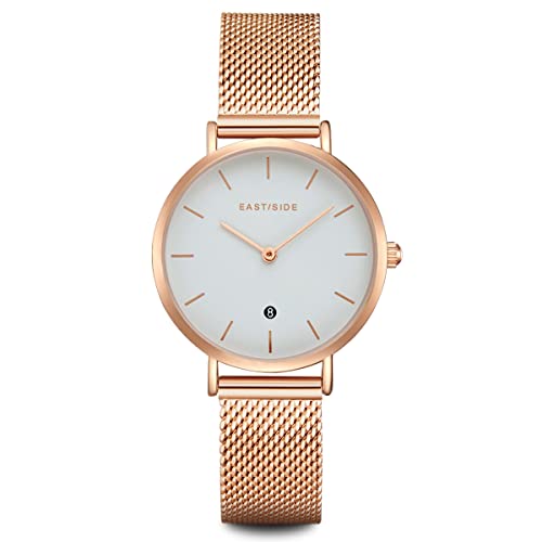 Eastside Damen Uhr analog Japan Quarzwerk mit Edelstahl roségold Armband 10080103 von Eastside