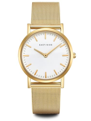 Eastside Damen Uhr analog Japanisches Quarzwerk mit Edelstahl Armband gelbgold 3 ATM10080011 von Eastside