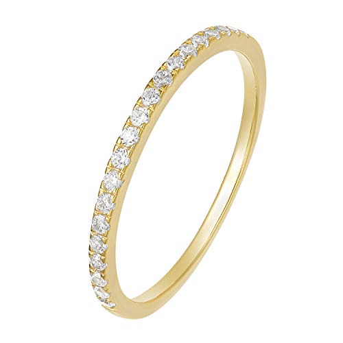 Zakk Eternity Ring Damen Ewigkeitsringe Vorsteckring Schmal Silber 925 Zirkonia Gelbgold Vergoldung Verlobungsringe Eheringe Trauringe Memoire Ring(Gelbgold,53 (16.9)) von Zakk