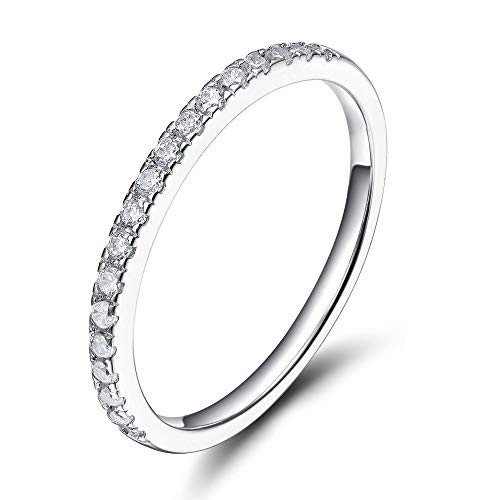 Zakk Eternity Ring Damen Ewigkeitsringe Vorsteckring Schmal Silber 925 Zirkonia Verlobungsringe Eheringe Trauringe Memoire Ring (Silber,48 (15.3)) von Zakk