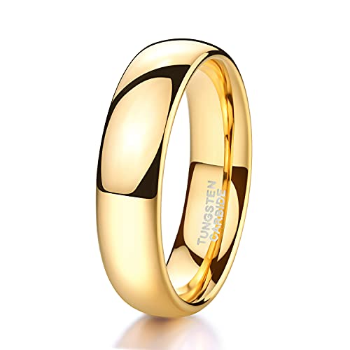 Zakk Ring Damen Herren 2mm 4mm 6mm 8mm Gelbgold Wolfram Poliert Schmal Ringe Verlobungsringe Ehering Hochzeitsband (6mm, 66 (21.0)) von Zakk