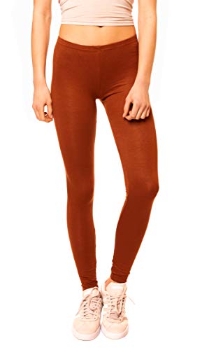 Easy Young Fashion - Damen Basic Leggings in Matt oder Glanz-Optik - atmungsaktive weiche Lange Hose LG08 - Terracotta von Easy Young Fashion