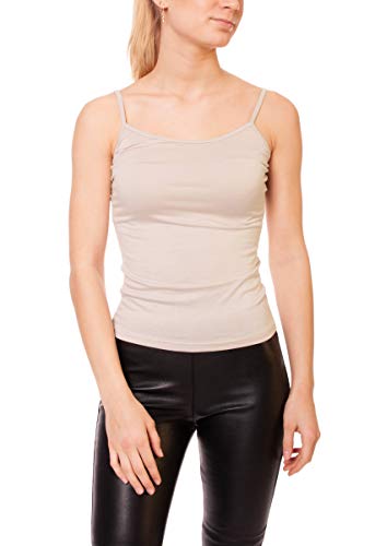 Easy Young Fashion Damen Spaghettiträger Top Viskose Skinny Fit Unterziehshirt 0146 (OneSize - Beige) von Easy Young Fashion