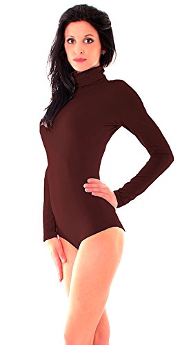 Easy Young Fashion - Damen Thermo langarm Rollkragen Body - Rolli Unterziehbody Skinny Fit 0525 - Dunkelbraun M von Easy Young Fashion