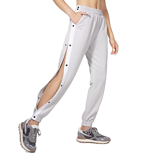 Trainingshose Damen Sporthose Mit Seitlicher Knopfleiste Hosen Unisex Sweatshose Streifen Sweatpants Gummibund Jogginghose Mit Taschen Yoga Hose Loose Basketball Trainingshose Sportswear von Eauptffy