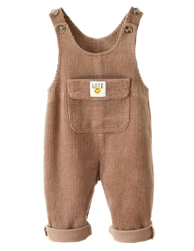 Echinodon Baby Cord-Latzhose Kleinkind Hose Jungen Mädchen Freizeit Hose C-Khaki 92 von Echinodon