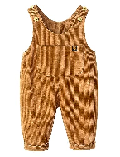 Echinodon Baby Cord-Latzhose Kleinkind Hose Jungen Mädchen Khaki 100 von Echinodon