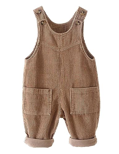 Echinodon Baby Cord-Latzhose Kleinkind Hose Jungen Mädchen Latzhose Khaki 90 von Echinodon