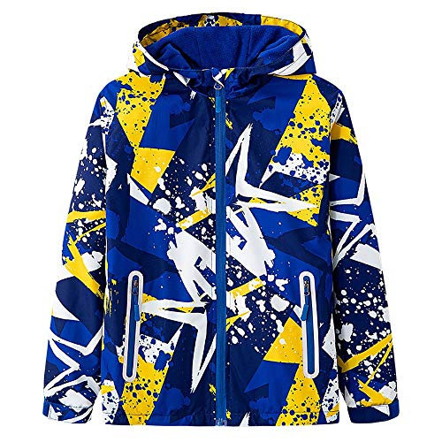 Echinodon Jungen Gefütterte Jacke Wasserabweisend Winddicht atmungsaktiv Kinder Sportjacke Wanderjacke Übergangsjacke Trekkingjacke Bunt 160 von Echinodon