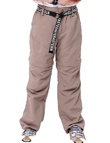 Echinodon Kinder Zip Off Hose 2-in-1 Hose Jungen Mädchen Sommerhose Outdoorhose Schnelltrockend Wanderhose Trekkinghose Khaki 130 von Echinodon