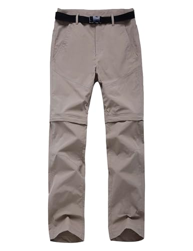 Echinodon Kinder Zip Off Hose 2-in-1 Hose Jungen Mädchen Sommerhose Outdoorhose Schnelltrockend Wanderhose Trekkinghose Khaki 160 von Echinodon