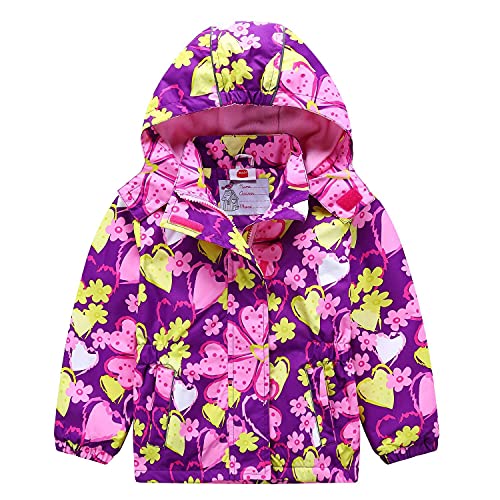 Echinodon Mädchen Gefütterte Jacke Tailliert Reflektoren Wasserabweisend Outdoorjacke Kinder Übergangsjacke Regenjacke Wanderjacke Violett 122-128 von Echinodon