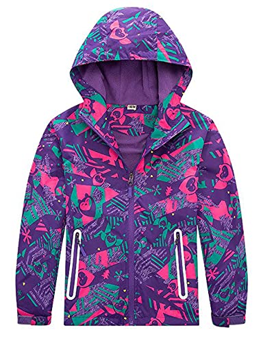 Echinodon Mädchen Jacke mit Fleecefütterung Übergangsjacke Wasserabweisend Winddicht Reflektoren Kinder Wanderjacke Trekkingjacke Outdoorjacke Violett 150 von Echinodon