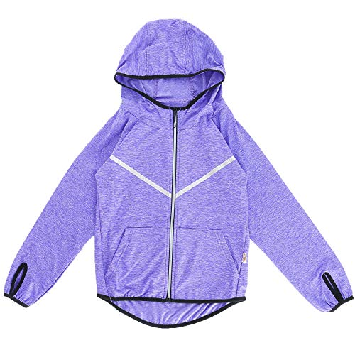 Echinodon Mädchen Sport Jacke Schnelltrockend Jacke für Yoga Jogging Training Fitness Violett 140 von Echinodon