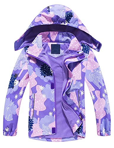 Echinodon Mädchen Übergangsjacke mit Fleecefutter Jacke Outdoorjacke Wasserabweisend Winddicht Wanderjacke Frühling Herbst Violett 130 von Echinodon