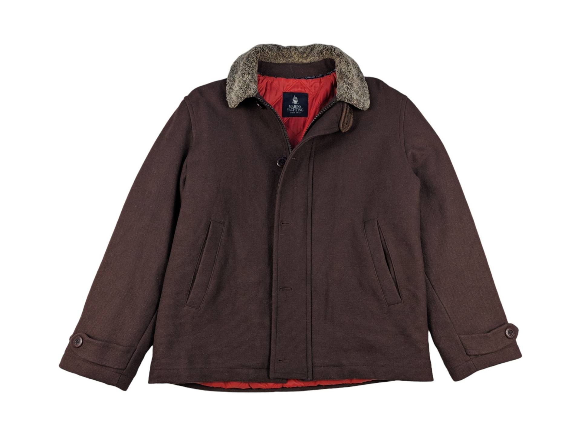2010Er Marina Yachting Winterjacke Herren Größe 46 Braun Vintage Wollmischung Roter Innenfutter Warmer Mantel Outdoor Stilvoll Zeitlos 2010Er Marina Yachting Winterjacke Herren Größe 46 Braun Vintage Wollmischung Roter Innenfutter Warmer Mantel Outdoor Stilvoll Zeitlos von VintagePremiumShirts