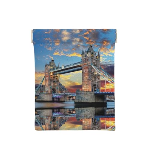 Cooles Schlagzeug-Set mit bedrucktem Leder-Münzbeutel für Herren, Münzgeldbörse für Damen, Mini-Geldbörse, Tower Bridge in London, Einheitsgröße, Münztasche von EdWal