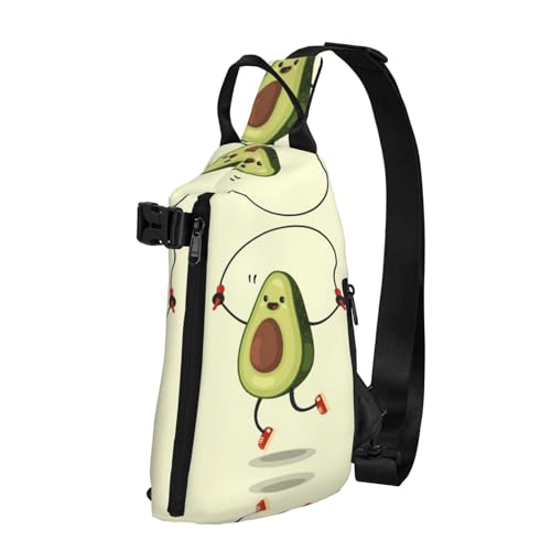 EdWal Brusttasche mit Güterzug-Druck, Schultertasche, Umhängetasche, für Reisen, Wandern, Radfahren, Camping, Avocadoseilspringen, Einheitsgröße von EdWal