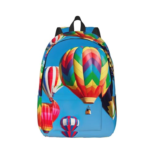 EdWal Damen-Rucksack mit Heißluftballon-Druck, Segeltuch, Reiserucksack, lässiger Tagesrucksack, Büchertasche für Laptop, Arbeit, Reisen, Wandern, Schwarz , M von EdWal