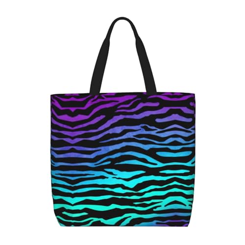 EdWal Rotbraune Tragetasche mit Rindsleder-Aufdruck, für Damen, Schultertaschen, große Einkaufstasche, für Arbeit, Reisen, Einkaufen, Lila Blau Grün Camouflage Zebra Streifen, Einheitsgröße von EdWal