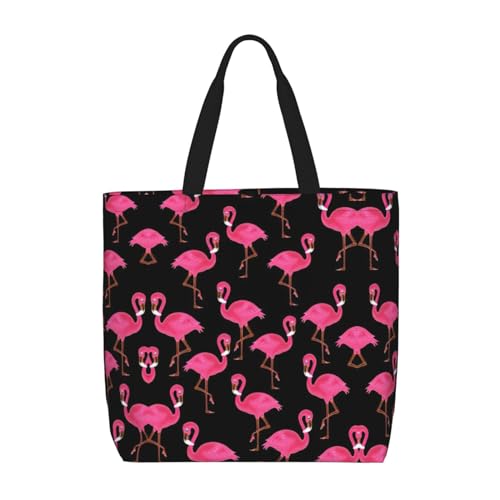 EdWal Rotbraune Tragetasche mit Rindsleder-Aufdruck, für Damen, Schultertaschen, große Einkaufstasche, für Arbeit, Reisen, Einkaufen, Schöne Flamingos, Einheitsgröße von EdWal