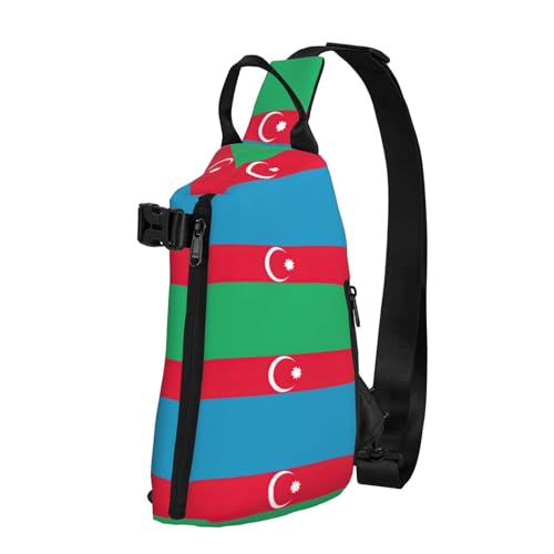 EdWal Schultertasche mit Aufdruck "Flagge von Belarus", Wandern, Tagesrucksack, Umhängetasche, Brust, Outdoor-Reiserucksack für Damen und Herren, Flagge von Aserbaidschan, Einheitsgröße von EdWal