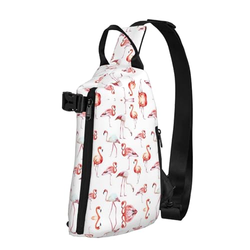 EdWal Schultertasche mit Bären-Aufdruck, Wandern, Tagesrucksack, Crossbody, Schultertasche, Brust, Outdoor-Reiserucksack für Damen und Herren, Flamingo, Einheitsgröße von EdWal