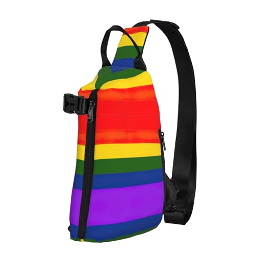 EdWal Schultertasche mit Boots-, Schiffs-, Landschaftsdruck, Wandern, Tagesrucksack, Umhängetasche, Brust, Outdoor-Reiserucksack für Damen und Herren, Regenbogenflagge, Einheitsgröße von EdWal