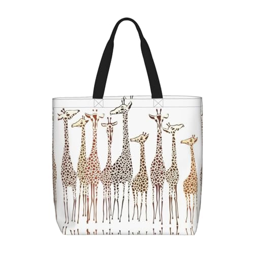 EdWal Süße Tragetasche mit wildem Cartoon-Giraffen-Druck, für Damen, Schultertaschen, große Einkaufstasche, für Arbeit, Reisen, Einkaufen, Niedliche wilde Cartoon-Giraffen, Einheitsgröße von EdWal