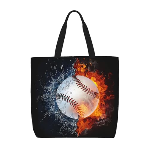 EdWal Tragetasche für Damen, Motiv: Feuerwasser, Baseballball, Schultertasche, große Einkaufstasche, Umhängetasche für Arbeit, Reisen, Einkaufen, Feuerwasser-Baseball, Einheitsgröße von EdWal