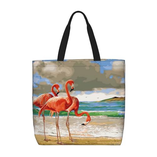 EdWal Tragetasche für Damen, Motiv: Feuerwasser, Baseballball, Schultertasche, große Einkaufstasche, Umhängetasche für Arbeit, Reisen, Einkaufen, Flamingo Beach, Einheitsgröße von EdWal