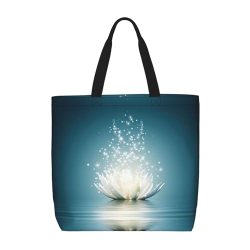 EdWal Tragetasche für Damen, Schultertasche, groß, für Lebensmittel, für Arbeit, Reisen, Einkaufen, Asiatische Lotusblumen, Einheitsgröße von EdWal