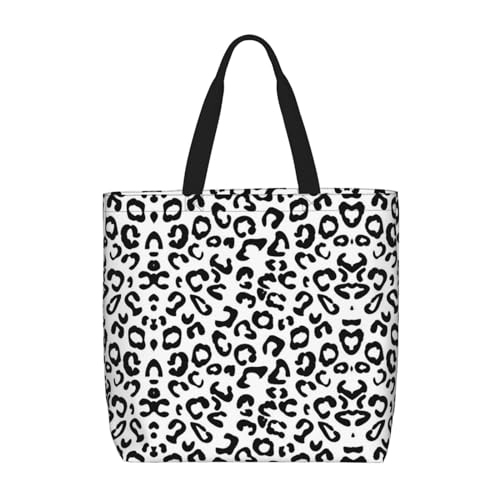 EdWal Tragetasche mit Giraffen-Aufdruck, für Damen, Schultertaschen, große Einkaufstasche, für Arbeit, Reisen, Einkaufen, Schwarz-weißes Leopardenmuster, Einheitsgröße von EdWal