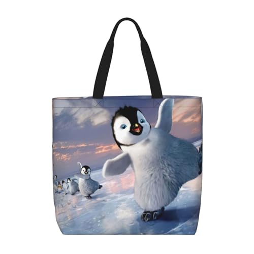 EdWal Tragetasche mit Meerjungfrauen-Aufdruck für Damen, Schultertaschen, große Einkaufstasche, Umhängetasche für Arbeit, Reisen, Einkaufen, Happy Pinguin, Einheitsgröße von EdWal