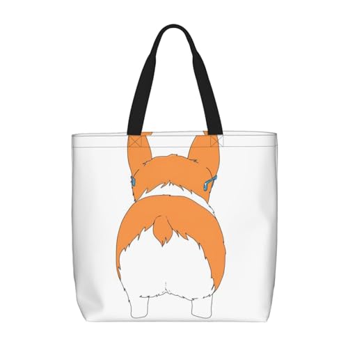 EdWal Tragetasche mit Piratenflagge für Damen, Schultertaschen, große Einkaufstasche, Umhängetasche für Arbeit, Reisen, Einkaufen, Funny Corgi Butt Brown, Einheitsgröße von EdWal