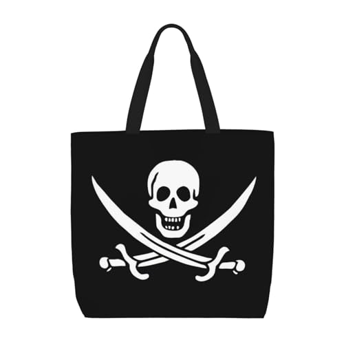 EdWal Tragetasche mit Piratenflagge für Damen, Schultertaschen, große Einkaufstasche, Umhängetasche für Arbeit, Reisen, Einkaufen, Piratenflagge, Einheitsgröße von EdWal