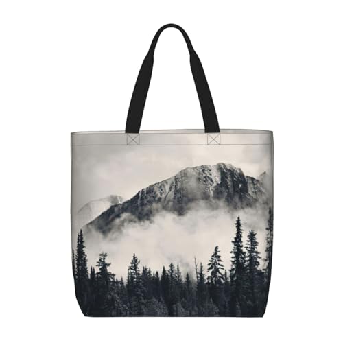 EdWal Tragetasche mit Regenbogen-Rosen-Blumendruck, für Damen, Schultertaschen, große Einkaufstasche, für Arbeit, Reisen, Einkaufen, Kanadische Smokey Mountain Cliff, Einheitsgröße von EdWal