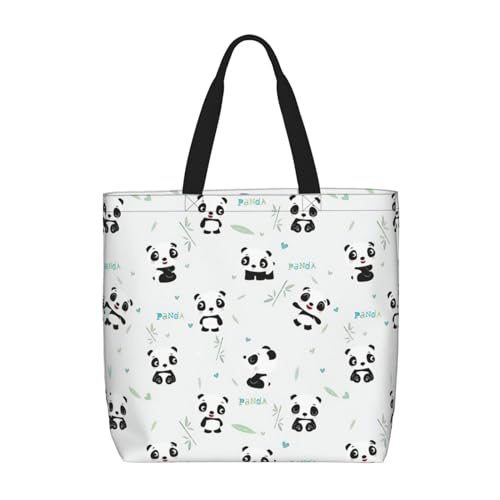 EdWal Tragetasche mit Regenbogen-Rosen-Blumendruck, für Damen, Schultertaschen, große Einkaufstasche, für Arbeit, Reisen, Einkaufen, Panda Bambus, Einheitsgröße von EdWal