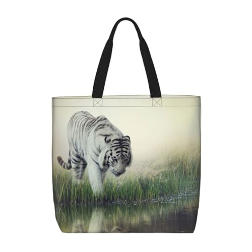 EdWal Tragetasche mit blutigen Handabdrücken für Damen, Schultertaschen, große Einkaufstasche, Umhängetasche für Arbeit, Reisen, Einkaufen, weißer tiger, Einheitsgröße von EdWal