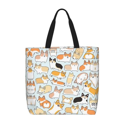 EdWal Tranquil Underwater Scenery Print Tote Bag For Women Shoulder Bags Large Grocery Handbag Crossbody Bag For Work Travel Shopping, Corgi-Muster, Einheitsgröße von EdWal