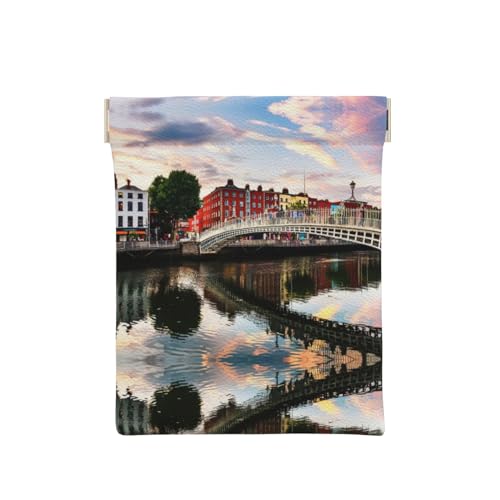 Münztasche aus Leder mit Eiffelturm-Aufdruck, Geldbörse für Herren, Münzgeldbörse für Damen, Mini-Geldbörse, Dublin Irland Ha Penny Bridge River, Einheitsgröße, Münztasche von EdWal