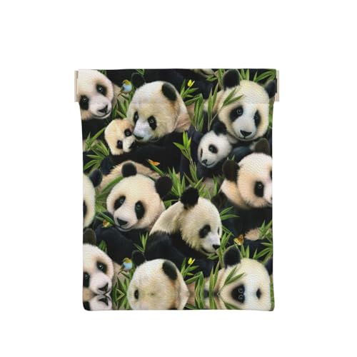 Münztasche aus Leder mit niedlichem Pomeranian-Druck, Geldbörse für Herren, Münzgeldbörse für Damen, Mini-Geldbörse, Panda, Einheitsgröße, Münztasche von EdWal